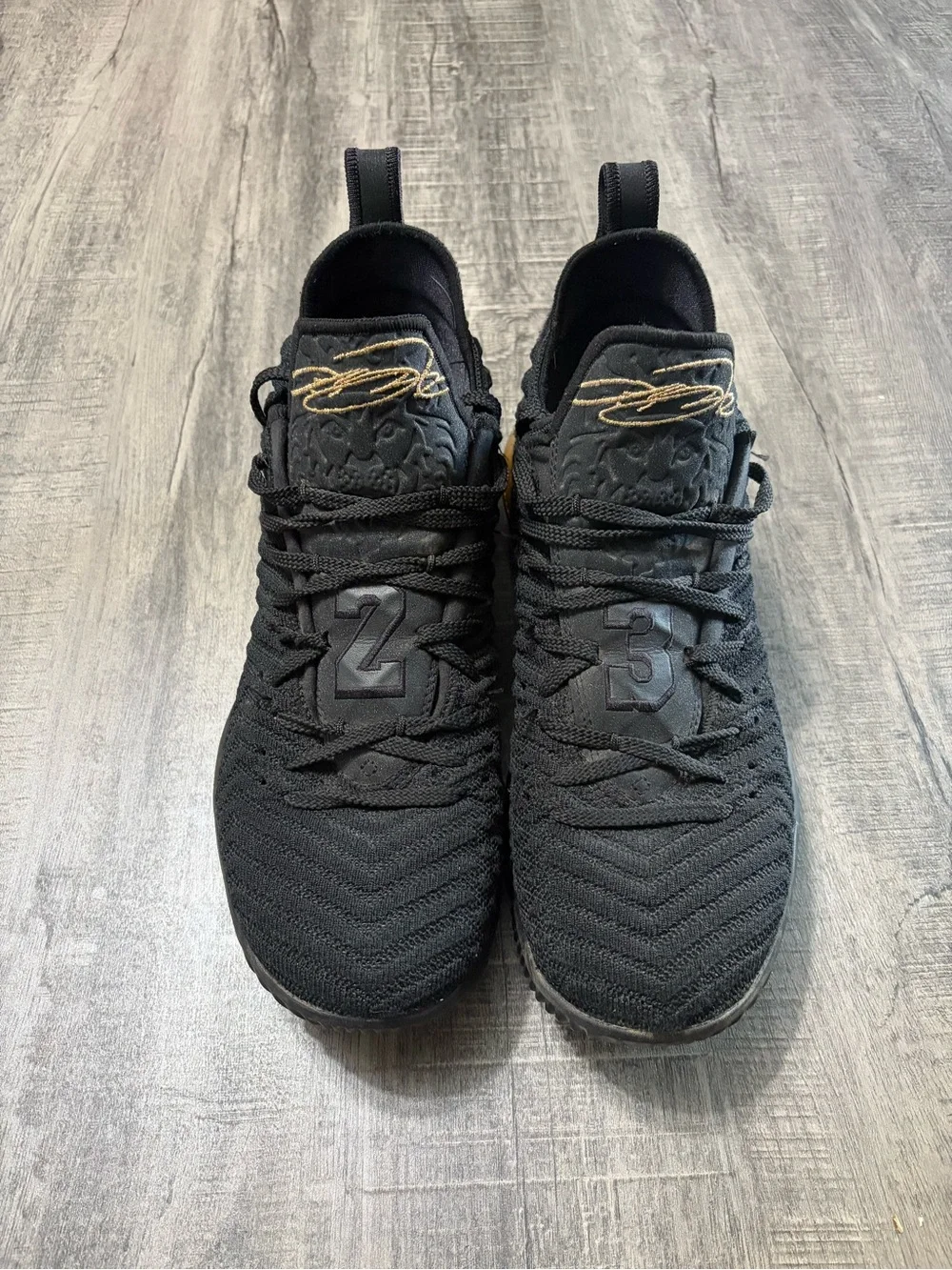 2018 Lebron Nike “im king” Black Basketball Shoes with Gold Script Detailing